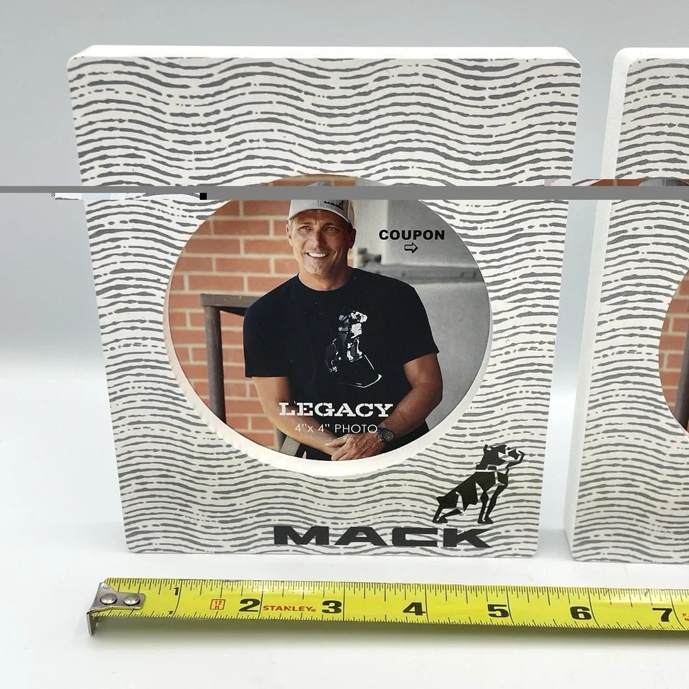 Set of 2 Mack Trucks Legacy Photo Frames White Black Bulldog Logo 6.5